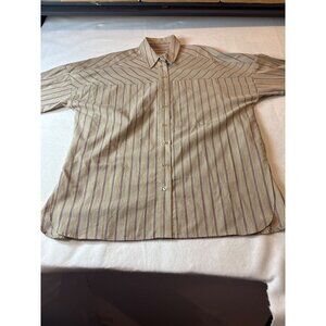 Vintage Pilcro Beige & Red Striped Button-Up Shirt